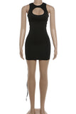 Cut-Out Mini Dress with Drawstring Detail