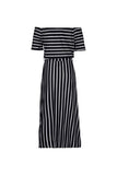 Off-Shoulder Striped Midi Dress
