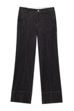 Button-Front Denim Straight Jeans
