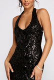Halter Neck Evening Dress with Embellishments