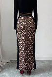 Animal Print Slit Skirt