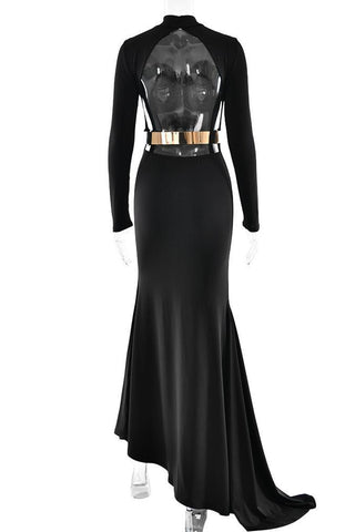 Elegant Long-Sleeve Evening Gown