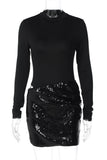 Long Sleeve Sequin Evening Dress