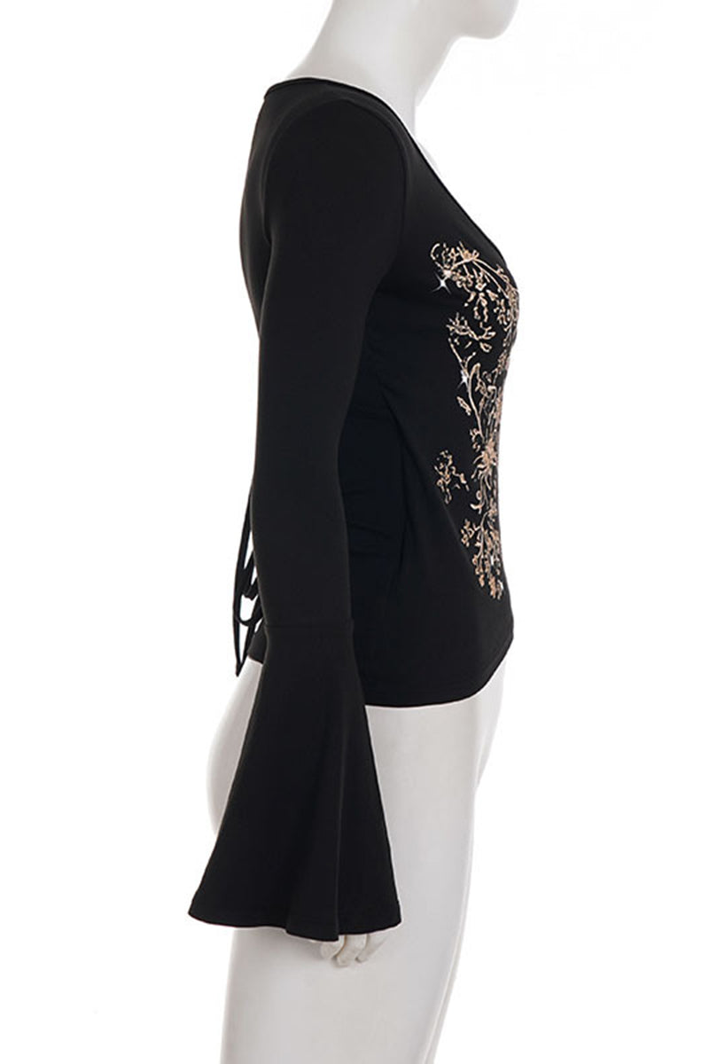 Floral Detail Wrap T-Shirt