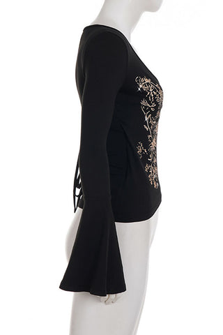 Floral Detail Wrap T-Shirt