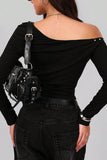 Asymmetric Studded Long Sleeve Top