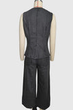 Sleeveless Button-Front Vest Set