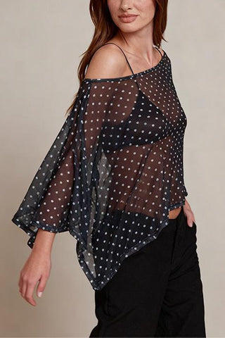 Off-Shoulder Polka Dot Blouse