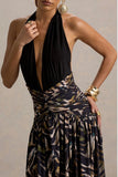 Halter Neck Printed Maxi Dress