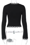 Elegant Sheer Lace Long Sleeve Top