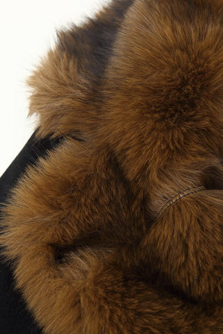 Faux Fur Collar Belted Jacket