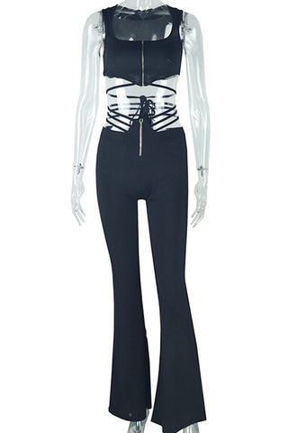 Strappy Zippered Pants Set
