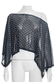 Off-Shoulder Polka Dot Sheer Blouse