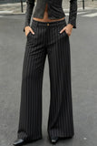 Wide-Leg Pinstripe Casual Pants