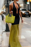 Halter Neck Casual Dress with Cutout Design