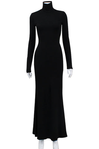 Long Sleeve Mock Neck Casual Dress