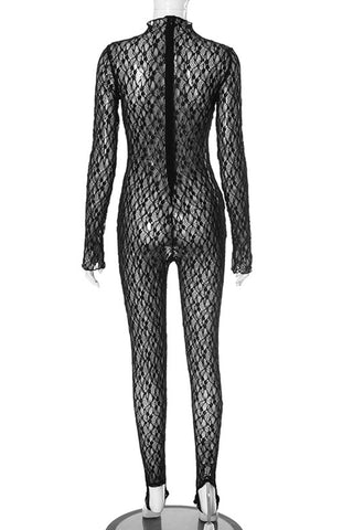 Elegant Lace Long-Sleeve Jumpsuit