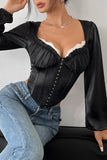 Lace-Trim Corset Blouse