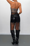 Fringe Detail Evening Dress