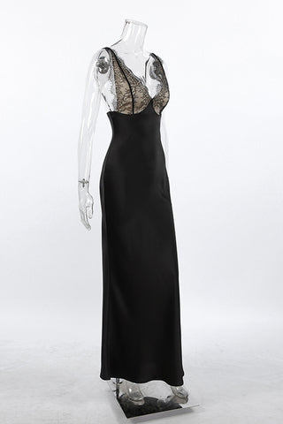 Lace-Trim Sleeveless Midi Dress