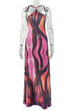Strappy Abstract Evening Gown