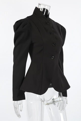 Elegant Puff-Shoulder Blazer