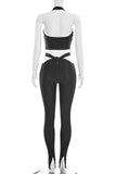 Halter Twist Front Pants Set