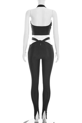 Halter Twist Front Pants Set