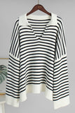 Striped V-Neck Oversized Sweater