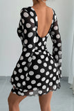 Polka Dot Open-Back Casual Dress