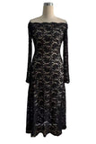 Off-Shoulder Lace Midi Dress