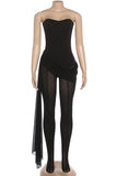 Elegant Strapless Mesh Jumpsuit