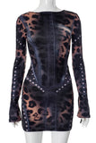 Studded Long Sleeve Mini Dress