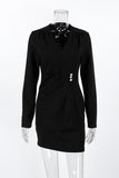 Elegant V-Neck Button Detail Dress