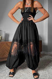 Lace Detail Casual Wide-Leg Pants