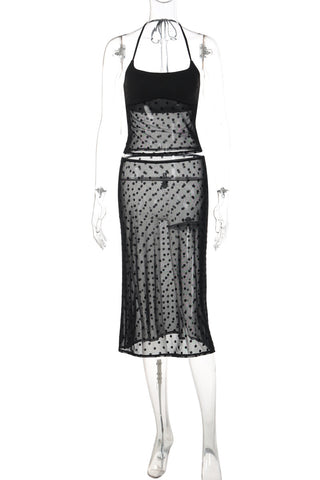 Dotted Mesh Skirt Set