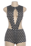 Polka Dot Romper with Cutout Design