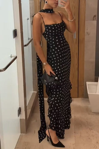 Polka Dot Halter Maxi Dress