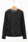 Leopard Pattern Sheer Long Sleeve Top