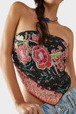 Abstract Print Strapless Tank Top
