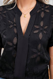 Short Sleeve Embroidered Lace Blouse