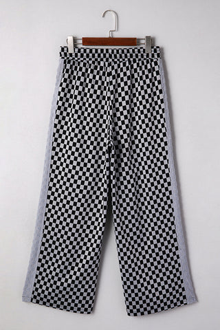 Checkered Drawstring Casual Pants