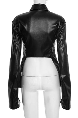 Sleek Zip-Up Faux Leather Jacket