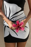 Strapless Mini Dress with Bold Pattern