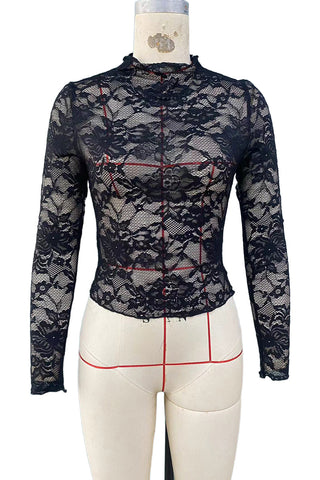 Lace Long-Sleeve Fashion Blouse