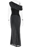 Off-Shoulder Polka Dot Night Dress