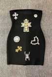 Embellished Strapless Evening Dress