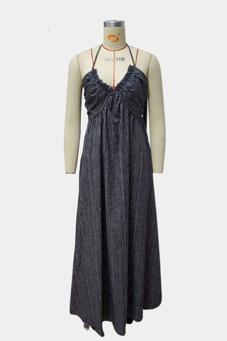 Halter Dress with Pleated Detail
