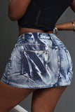 Tie-Dye Denim Mini Skirt
