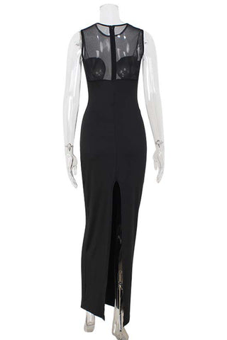Elegant Sheer Panel Evening Gown
